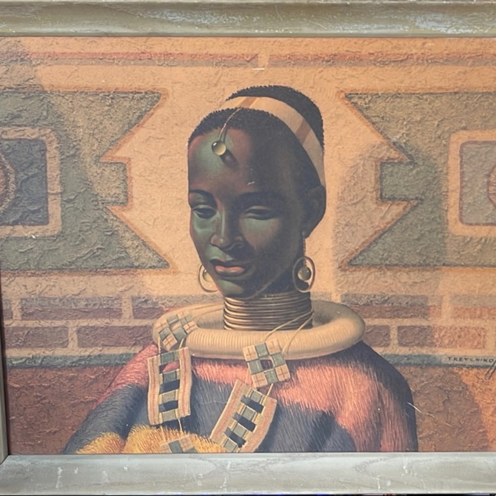 VintageVladimirTretchikoff "Ndebele Girl", 1960s,Framed,MidCentury ModernArt,